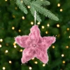 Sale Feather Star Glittered Christmas Ornament with Hearts -12" - Pink Symbols