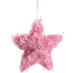 Sale Feather Star Glittered Christmas Ornament with Hearts -12