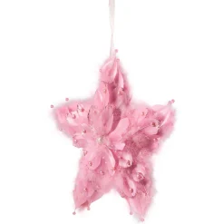 Sale Feather Star Glittered Christmas Ornament with Hearts -12