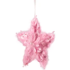 Sale Feather Star Glittered Christmas Ornament with Hearts -12