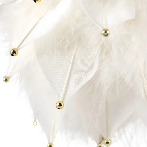 Hot Feathers with Bead Accents Christmas Ball Ornament - 5" - White Glass