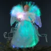Sale Fiber Optic Color-Changing Angel with Dove Christmas Tree Topper - 12" - White Stars