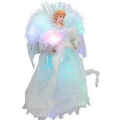 Sale Fiber Optic Color-Changing Angel with Dove Christmas Tree Topper - 12