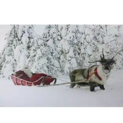 Best Fiber Optic Lighted Santa in His Sleigh Canvas Wall Art 15.75" x 23.5" Door