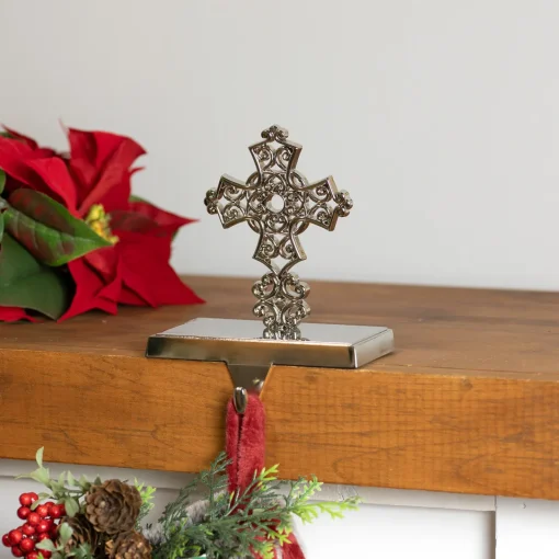 Sale Filigree Cross Christmas Stocking Holder - 5" Stocking Holders