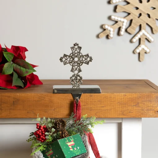 Sale Filigree Cross Christmas Stocking Holder - 5" Stocking Holders