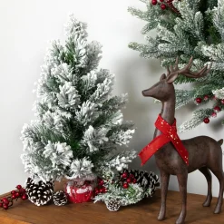 Online Flocked Angel Pine Artificial Mini Christmas Tree - 19" - Unlit Flocked