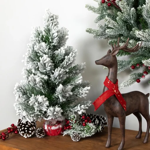 Online Flocked Angel Pine Artificial Mini Christmas Tree - 19" - Unlit Flocked