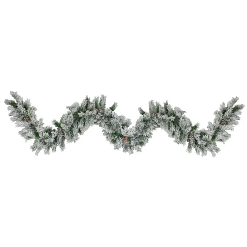 Clearance Flocked Angel Pine Artificial Christmas Garland with Pinecones - 9' x 10" - Unlit Unlit