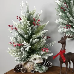 Best Flocked Balsam Pine Artificial Mini Christmas Tree in Burlap Base - 24" - Unlit Flocked