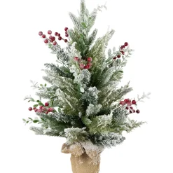 Best Flocked Balsam Pine Artificial Mini Christmas Tree in Burlap Base - 24" - Unlit Flocked