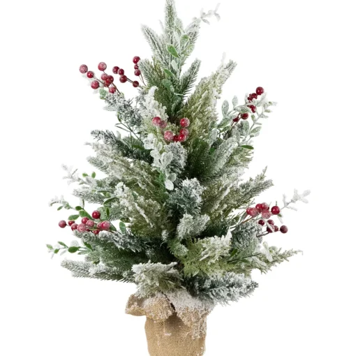 Best Flocked Balsam Pine Artificial Mini Christmas Tree in Burlap Base - 24" - Unlit Flocked