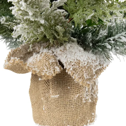 Best Flocked Balsam Pine Artificial Mini Christmas Tree in Burlap Base - 24" - Unlit Flocked