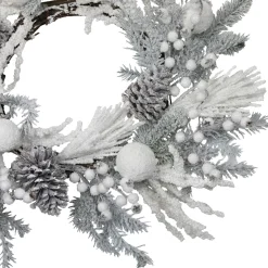 Clearance Flocked Berries and Pinecones Artificial Pine Christmas Wreath - 26