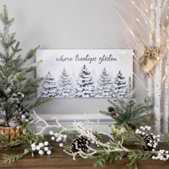 Online Flocked Christmas Tree "Where Treetops Glisten" Wall Art Decoration - 19.75" Wall