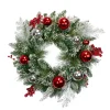 New Flocked Mixed Pine with Ornaments Artificial Christmas Wreath - 24" - Unlit Pre Decorated