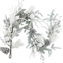 Sale Flocked Pinecones and Berries Artificial Pine Christmas Garland - 6' x 8" - Unlit Unlit