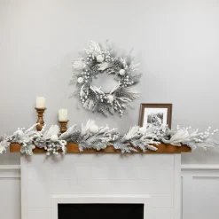Sale Flocked Pinecones and Berries Artificial Pine Christmas Garland - 6' x 8