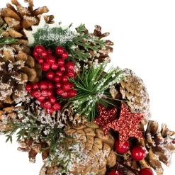 Clearance Flocked Pinecones and Glittered Stars Christmas Wreath - 13.25