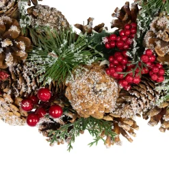 Clearance Flocked Pinecones and Glittered Stars Christmas Wreath - 13.25