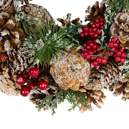 Clearance Flocked Pinecones and Glittered Stars Christmas Wreath - 13.25" - Unlit Unlit