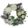 Floral Flocked Pine Artificial Grapevine Christmas Wreath - 24" - Unlit Frosted
