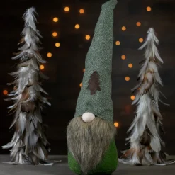 Best Forest Tree Chevron Hat Gnome Head Christmas Decoration - 21" - Green and Brown Gnomes