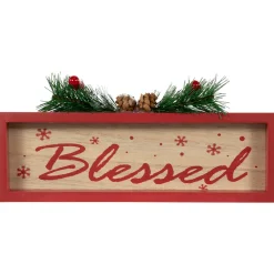 Framed "Blessed" Wooden Christmas Decoration - 9.75" People