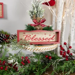 Framed "Blessed" Wooden Christmas Decoration - 9.75" People