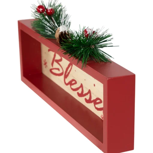 Framed "Blessed" Wooden Christmas Decoration - 9.75" People