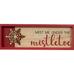 New Framed "Meet Me Under the Mistletoe" Christmas Wall Decoration - 11.75" - Red People