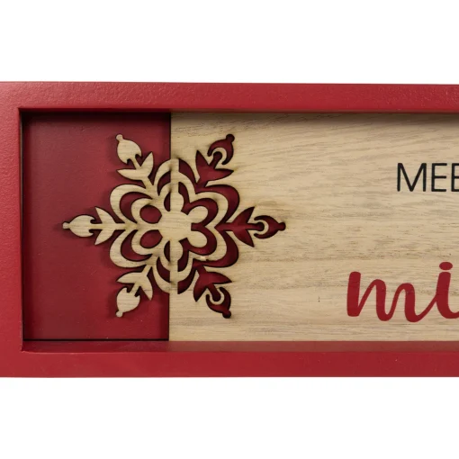 New Framed "Meet Me Under the Mistletoe" Christmas Wall Decoration - 11.75" - Red People