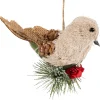 Online Front Facing Bird on Frosted Pine Needle Christmas Ornament - 6.75" Animals