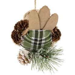 Online Front Facing Bird on Frosted Pine Needle Christmas Ornament - 6.75
