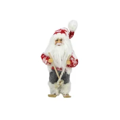 Best Frontier Reindeer Skiing Santa Claus Christmas Figurine - 9" - Red and White Santa Claus