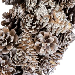 Clearance Frosted Assorted Pinecone Decorative Christmas Wreath, 13.5-Inch, Unlit Unlit