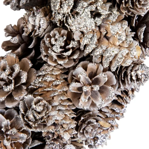 Clearance Frosted Assorted Pinecone Decorative Christmas Wreath, 13.5-Inch, Unlit Unlit