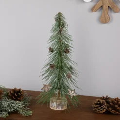 Online Frosted Bottle Brush Tree on Wooden Base Christmas Decoration - 13" Trees