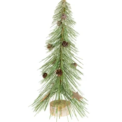 Online Frosted Bottle Brush Tree on Wooden Base Christmas Decoration - 13" Trees