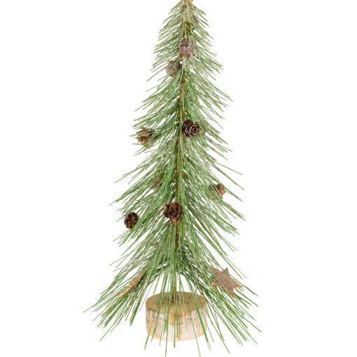 Online Frosted Bottle Brush Tree on Wooden Base Christmas Decoration - 13" Trees