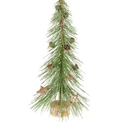 Online Frosted Bottle Brush Tree on Wooden Base Christmas Decoration - 13