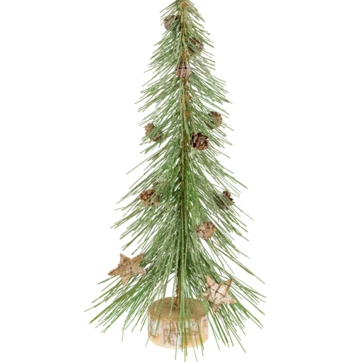 Online Frosted Bottle Brush Tree on Wooden Base Christmas Decoration - 13" Trees