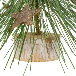 Online Frosted Bottle Brush Tree on Wooden Base Christmas Decoration - 13