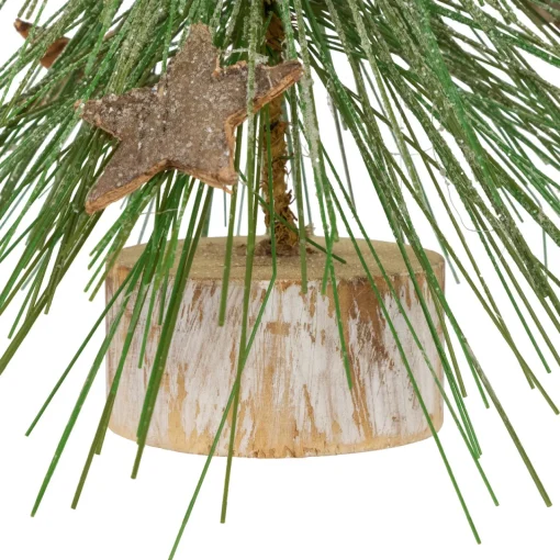 Online Frosted Bottle Brush Tree on Wooden Base Christmas Decoration - 13" Trees