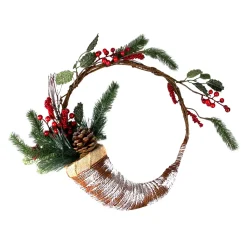 Sale Frosted Cornucopia Artificial Christmas Wreath - 14-Inch, Unlit Unlit