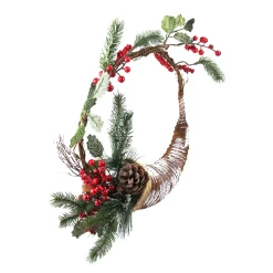 Sale Frosted Cornucopia Artificial Christmas Wreath - 14-Inch, Unlit Unlit