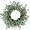 Frosted Green Mixed Foliage and Blueberries Artificial Christmas Wreath, 26-Inch, Unlit Pre Decorated