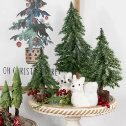 Best Frosted Icy Pine Christmas Tree with Jute Base - 10.5