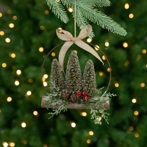 Hot Frosted Mini Bottle Brush Trees Christmas Ornament - 7" Garden & Floral