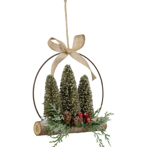 Hot Frosted Mini Bottle Brush Trees Christmas Ornament - 7" Garden & Floral